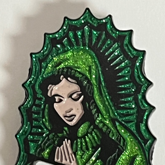 Virgin Mary New Era Frame Hat Pin Pins Hats Bag Fitted Green Black Glitter Roses - Picture 2 of 7